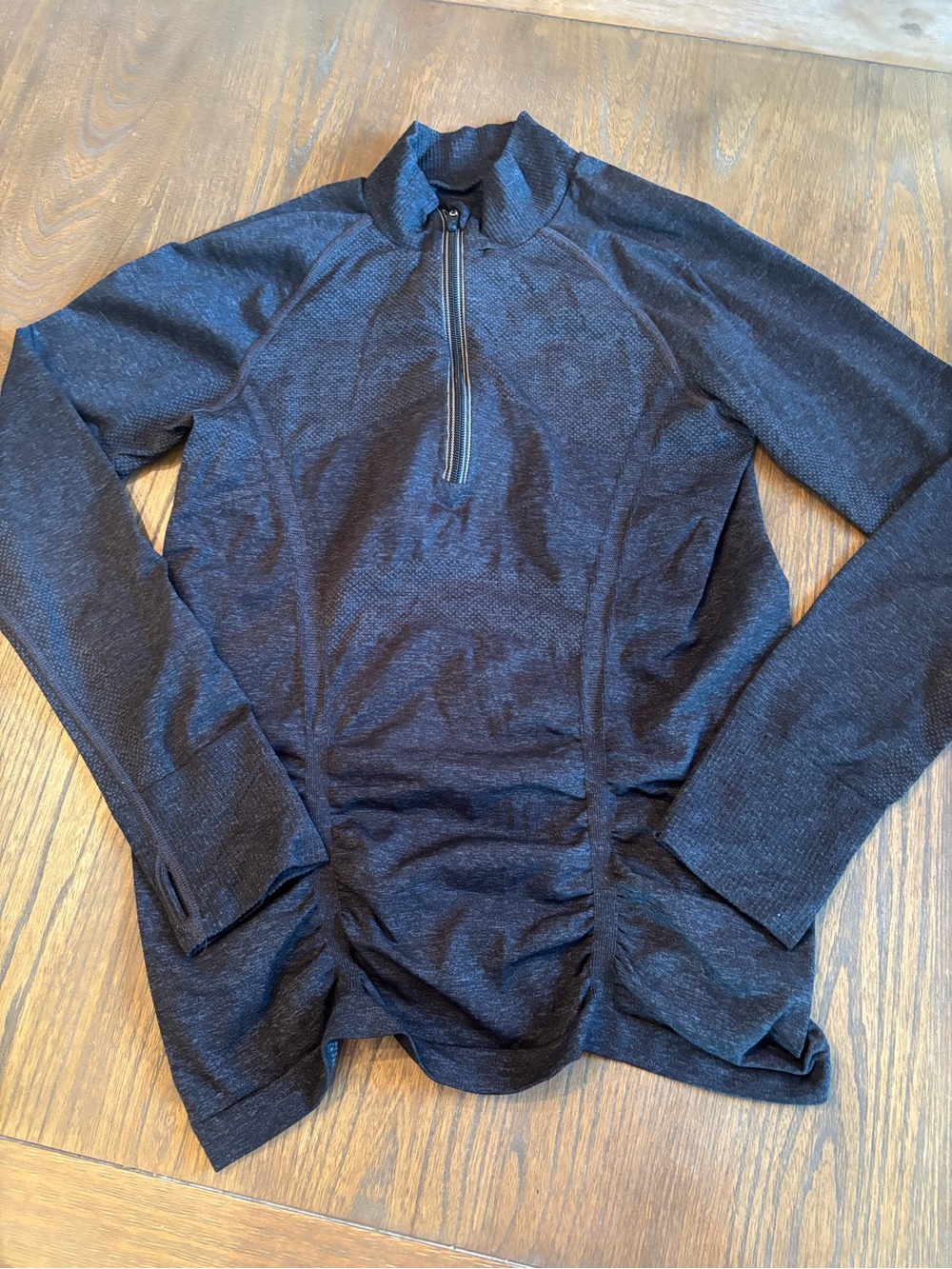 Athleta Charcoal Ribbed Full-Zip Hoodie